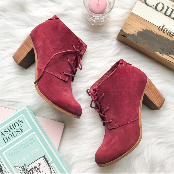 Toms Shoes - TOMS Lunata Ankle Boots Suede Oxblood Burgundy 7.5